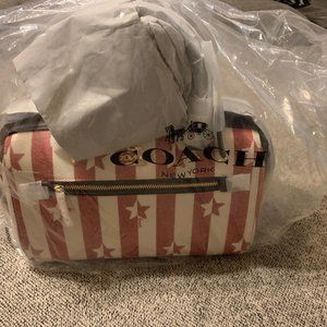 Coach Purse - Rowan Satchel W/ Stripe Star Print Patriotic